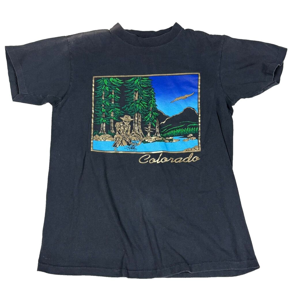 Vintage 80s 90s‎ Single Stitch Colorado Prospector Tee M Keehn Scenes USA